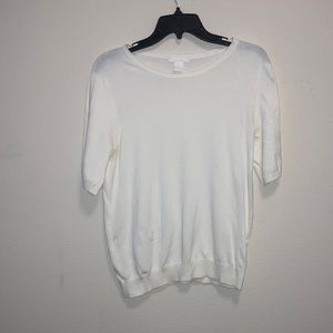 White H&M Basics knit short sleeve sweater size medium